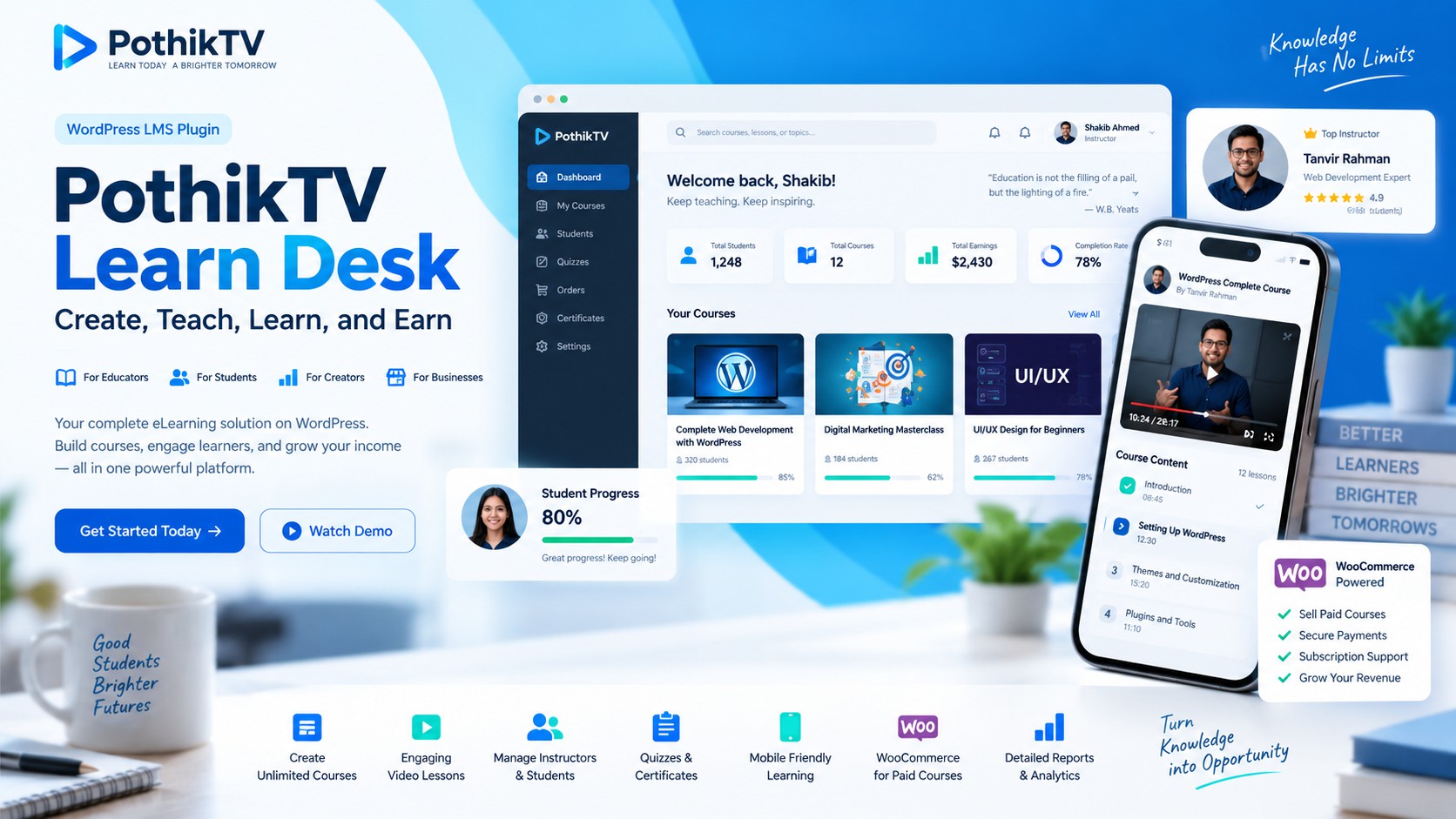 PothikTV Learn Desk Pro: A Complete Learning Management System for WordPress